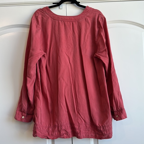 J.Jill Dusty Pink Lace Up Long Sleeve Popover Top - Picture 8 of 9